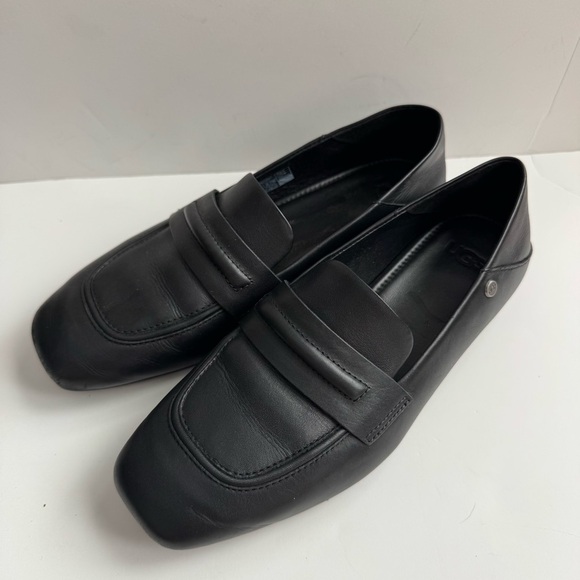 UGG Janaya Black Leather Loafers for women - Picture 2 of 8
